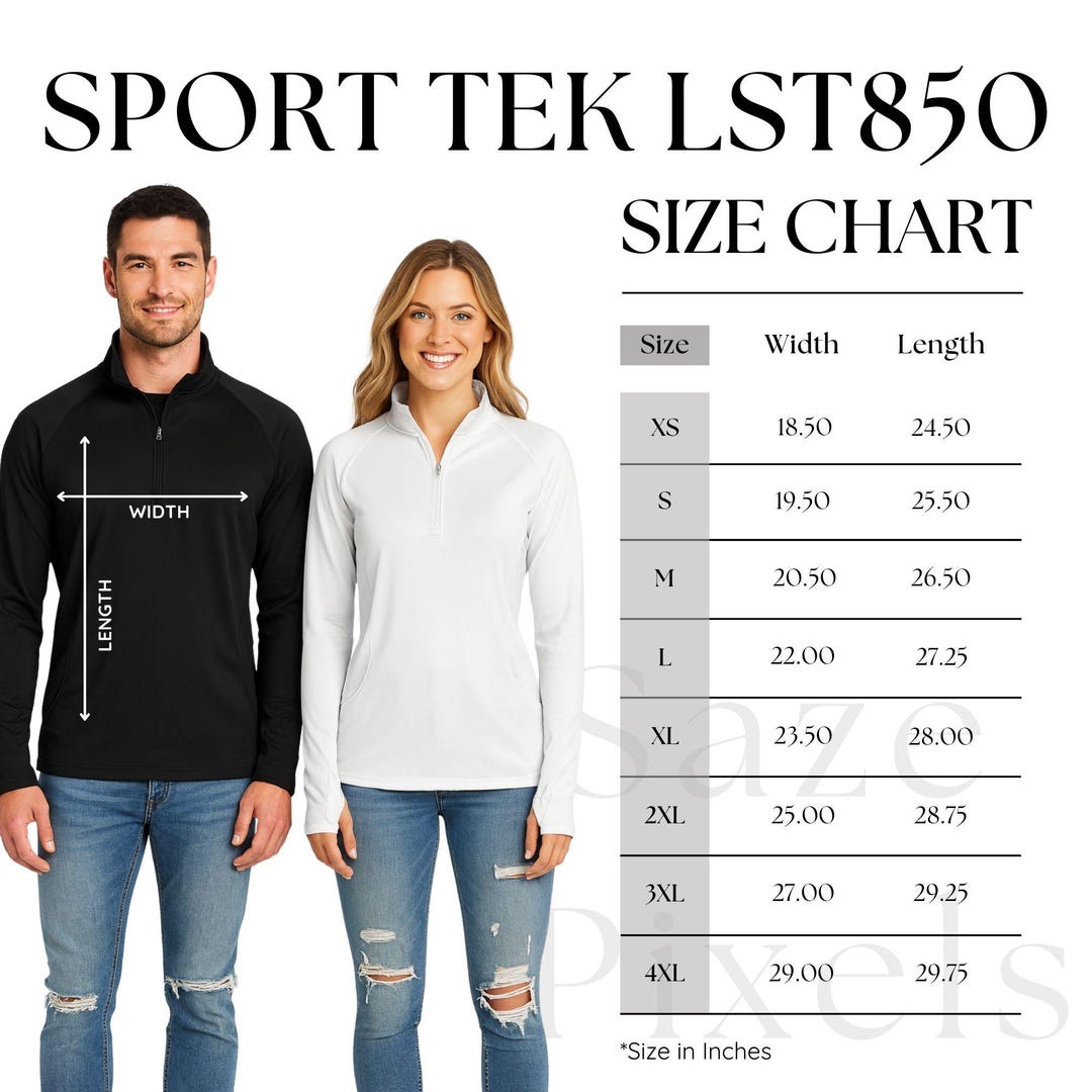 Sport-tek LST850 Size Chart – Ladies Sport-wick Stretch Quarter
