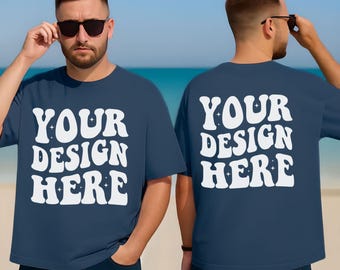 Mockup Gildan 5000 heren gemêleerd, model Gildan 5000 heren, mockup G5000-T-shirt heren, mockup Gildan 5000 mannelijk, mockup shirt G5000-shirt