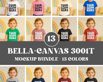 Bella Canvas 3001T Mockup Bundle, BC3001T Shirt Mockup Bundle, Toddler Shirt Mockup, Short Sleeve Natural Tee Mockup, Kids Mockup Bundle