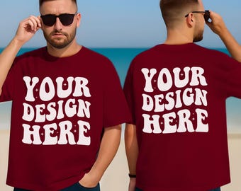 Maroon Gildan 5000 herenmodel, Gildan 5000 herenmodel, herenmodel T-shirt G5000, herenmodel Gildan 5000 heren, shirt G5000-shirtmodel