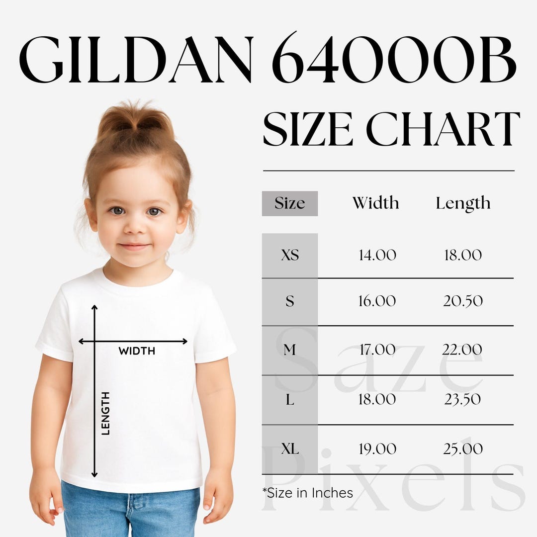 Gildan 64000B Size Chart, Unisex Gildan 64000B Size Chart, Gildan