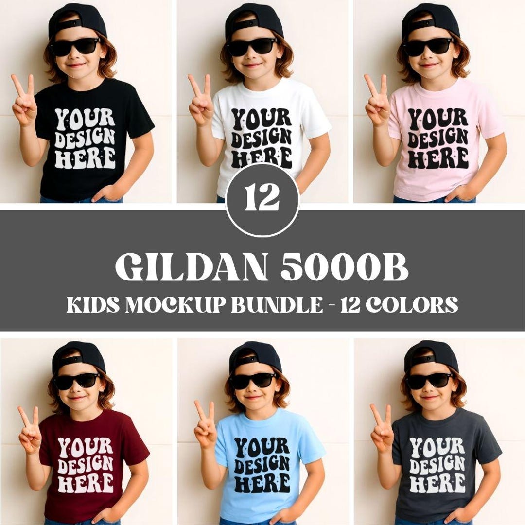 Boy Mockup Bundle, Gildan 5000B Mockup Bundle, Gildan 5000B Mockup T ...