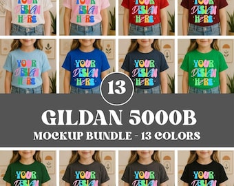 Gildan 5000B Mockup Shirt Bundle, Kids T-Shirt Mockup Bundle, Kids Gildan 5000B Mockup, Gildan Kids T-Shirt Mockup, Kids Shirt Mockup Bundle