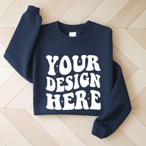 Gildan 18000 Navy Sweatshirt Mockup, Flatlay Sweater G180 Mock-up, G180 Navy Crewneck Flat Lay Mock-up, Flatlay Sweater G180 Mock-up