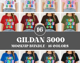 Gildan 5000 Tshirt Mockup Bundle, G500 T-shirt Mockup Bundle, Oversized G500 Tee Mockup, Gildan Shirt Mockup Bundle, Real Model Mockup