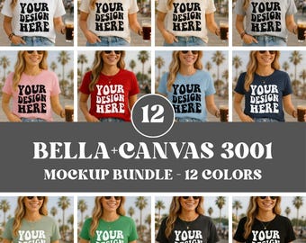 Bella Canvas 3001 Shirt Mockup Bundle, BC 3001 Shirt Mockup Bundle, 3001 Shirt Mockup Bundle, Unisex Model Shirt Mockup, Bella Canvas Bundle