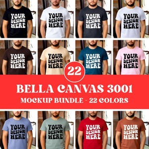 Bella Canvas 3001 T-Shirt Mockup Bundle, Mens Basic Simple Bella Canvas 3001 Mock, Male BC3001 TShirt Mock-up Bundle, Mens Bella 3001 Mockup