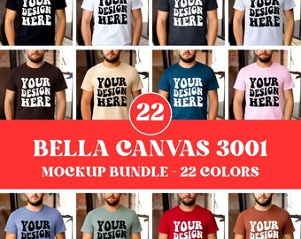 Bella Canvas 3001 T-Shirt Mockup Bundle, Mens Basic Simple Bella Canvas 3001 Mock, Male BC3001 TShirt Mock-up Bundle, Mens Bella 3001 Mockup