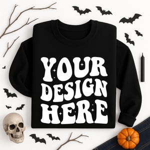 Gildan 18000 Black Halloween Mockup, Gildan 18000 Mockup Bundle, Flat Lay Gildan 18000 Mockup, Gildan Mockup, Gildan Crewneck T-Shirt Mockup