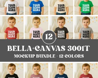 Bella Canvas 3001T Male Mockup Bundle, BC3001T Shirt Boy Mockup Bundle, Toddler Shirt Mockup, Short Sleeve Natural Tee Mockup, Kids Mockup