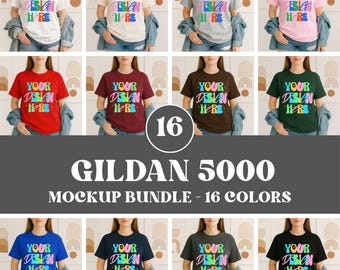 Gildan 5000 Tshirt Mockup Bundle, Oversized G500 Tee Mockup, G500 T-shirt Mockup Bundle, Gildan Shirt Mockup Bundle, Real Model Mockup