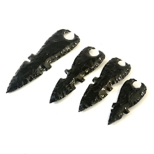 Rare Black Obsidian Athame | Hand-Knapped Crystal Knife | Handmade Gemstone Blade |