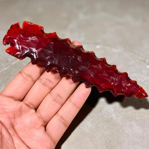 Red Glass Arrowhead: Handcrafted Flint Stone Arrow
