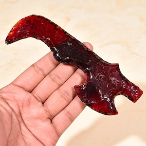 Red Glass Axe Head: Hand Crafted Flint Stone Axe - Home Decoration
