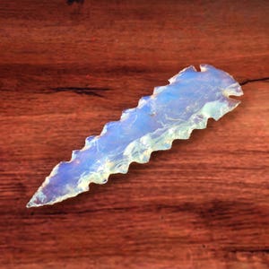 Opalite Crystal Arrowhead – Handmade Lava Blade Athame, Spiritual Hunting Knife