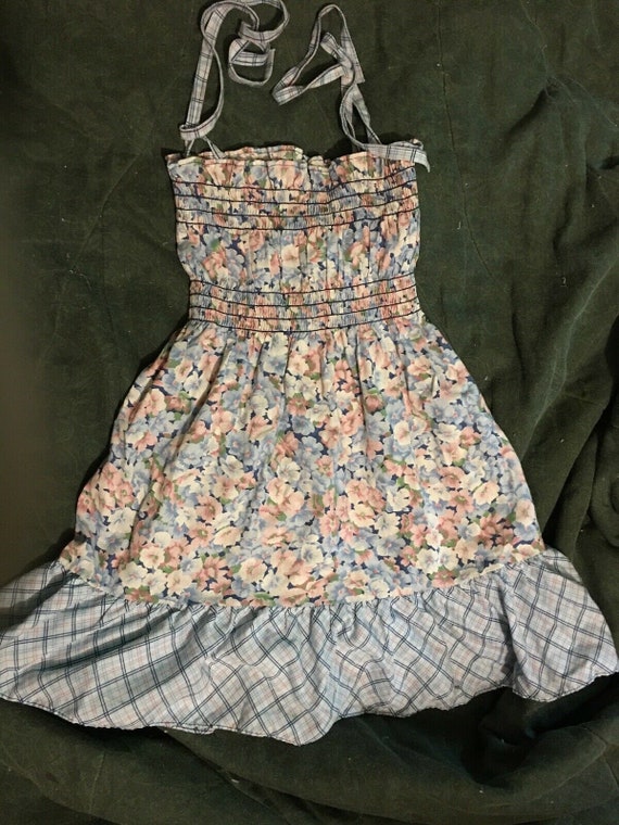 Vintage Colorful Blue Floral Summer Girl Sundress