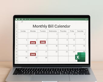 Monthly Bill Calendar Excel Template | Payment Tracker (Digital Download)