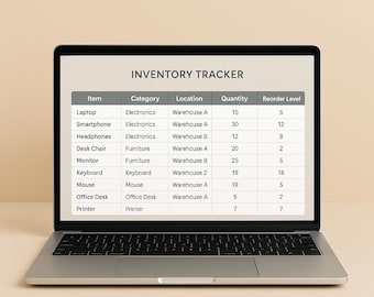 Inventory Tracker Spreadsheet Template | Stock Management Sheet | Product & Material Log | Excel and Google Sheets