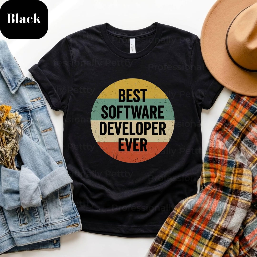 Software Developer Retro Sunset Graphic T-shirt, Programmer Gift ...