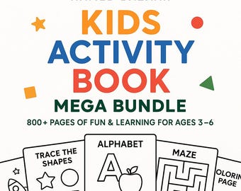 800+ Page Kidsaugenmerkungsbuch-Bundle: Bearbeitbares Vorschullernen (PDF + Canva-Link)