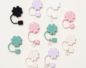 Daisy Straw Silicone Topper, Cute Straw Topper, Flower Tumbler Straw Cover, Valentines Day Tumbler Accessory, Cute Floral Straw Dust Cover