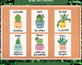 Succulent Motivational Posters: Classroom Bulletin Board Art (Set of 6) (PDF Download