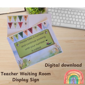 Teacher Waiting Room Sign, Classroom Management, Printable Display, Download PDF, Visual Class Decor, Elementary Students, Cute bugs