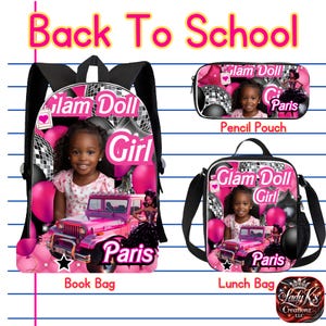 Editable Back to School Girl Template | Backpack, Lunch Bag, Pencil Case Design | Digital PNG for Sublimation