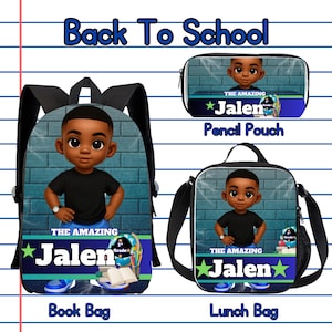 Editable Back to School Boy Template | Backpack, Lunch Bag, Pencil Case Design | Digital PNG for Sublimation