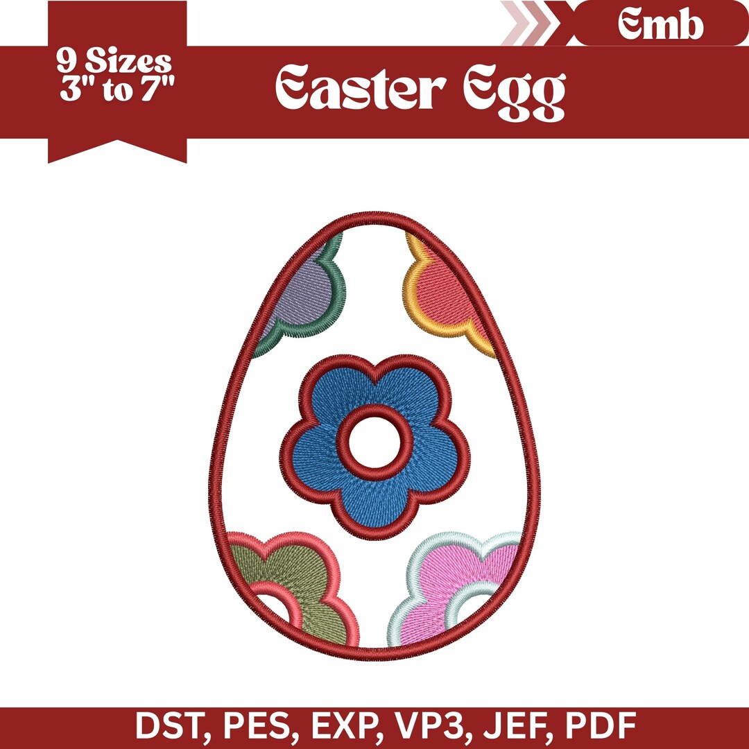 Egghead Designs Egg Embroidery Design, Easter Embroidery Machine File, 9 Sizes, Instant ...