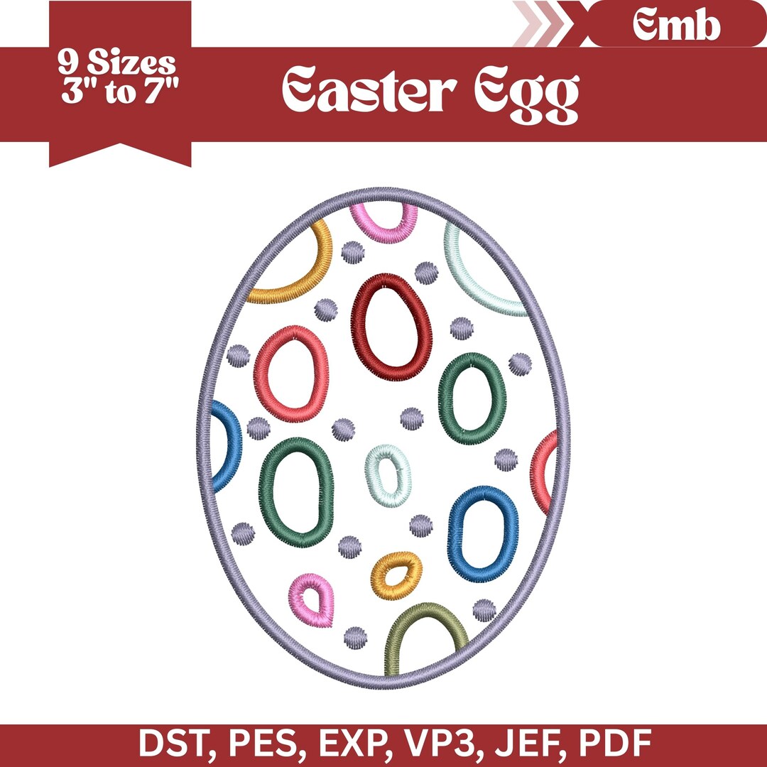 Easter Egg Machine Embroidery Design, Colorful Spring Pattern, 9 Sizes ...