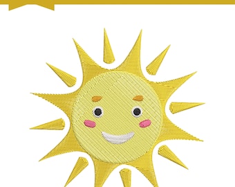 Sun Embroidery Design, Machine Embroidery File, 6 Sizes, Instant Download