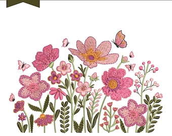Wildflower Embroidery Pattern, Machine Embroidery File, 9 Sizes (Instant Download)
