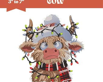 Cow Embroidery Design, Machine Embroidery File, 9 Sizes, Instant Download