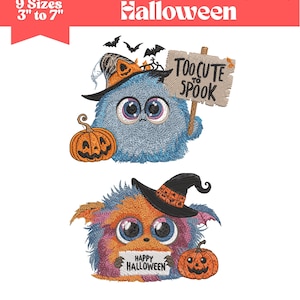 ハロウィン刺繍デザイン、不気味な季節の刺繍デザイン、ブー刺繍デザイン、ハロウィン刺繍パターン、9サイズ