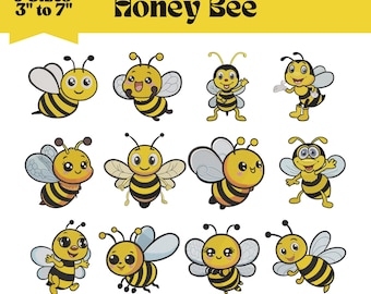 Honey Bee Details Embroidery Bundle, Machine Embroidery Design. 9 Sizes, Instant Download