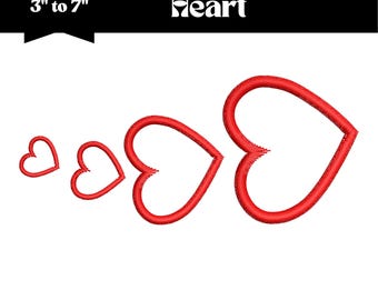 Love Heart Embroidery Design, Machine Embroidery File, 9 Sizes, Instant Download