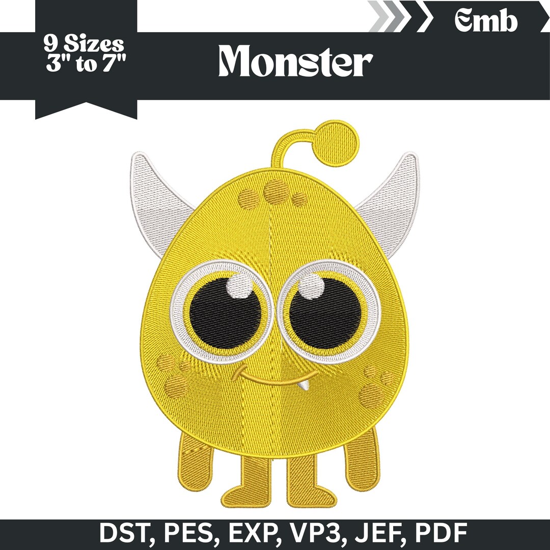 Monster Embroidery Pattern Cute Monster Embroidery Design, Machine Embroidery Pattern , Monster ...
