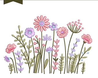 Wild Floral Embroidery Design, Machine Embroidery File, 9 Sizes, Instant Download