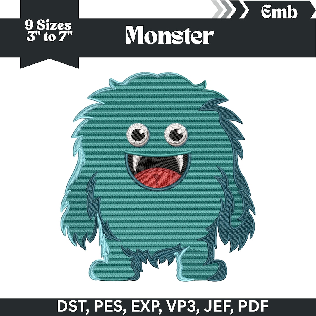 Monster Embroidery Pattern Monster Embroidery Pattern, Machine Embroidery Design, Monster ...