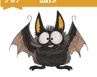 Bat Embroidery Design, Halloween Embroidery Machine Files, 9 Sizes, Instant Download