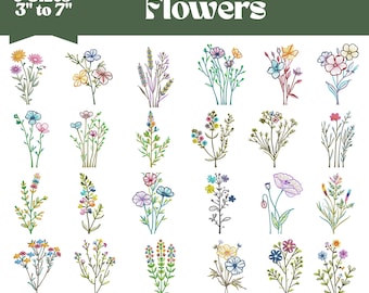 Flowers Embroidery Designs, Machine Embroidery File, 9 Sizes, Instant Download