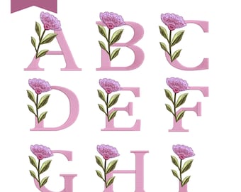 Floral Alphabet Embroidery Design, BX Font, 6 Sizes (Instant Download)