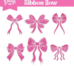 Bow Embroidery Bundle, Machine Embroidery Files, Bow Embroidery Pattern, Bow Ribbon Embroidery, Instant download, 11 Sizes