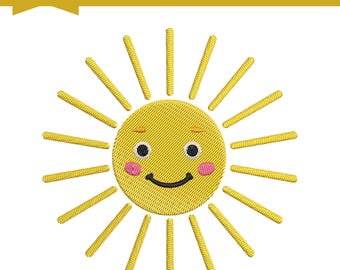 Sun Embroidery Digital Design, Machine Embroidery File, 6 Sizes, Instant Download
