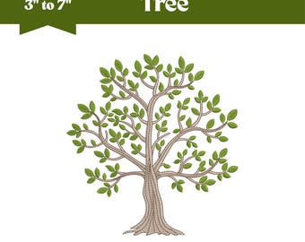 Tree Embroidery Pattern, Machine Embroidery Design, 9 Sizes, Instant Download