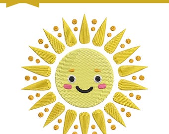 Girls Embroidery Design, Sun Embroidery Machine File, 6 Sizes, Instant Download