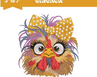 Funny Chicken Embroidery Design, Farmhouse Decor (Instant Download)