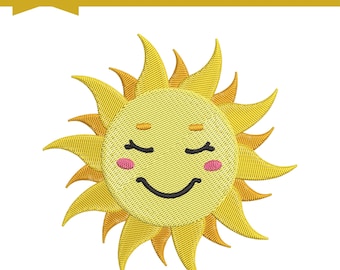 Niedliche Sonne Stickerei, Maschinenstickerei, 6 Größen, Instant Download