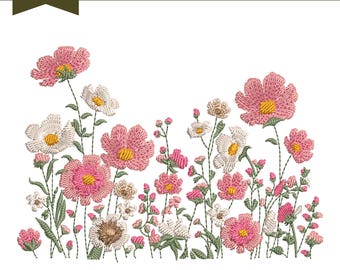Delicate Wild Floral Embroidery Pattern, Wild Floral Embroidery Design, 9 Sizes, Instant Download